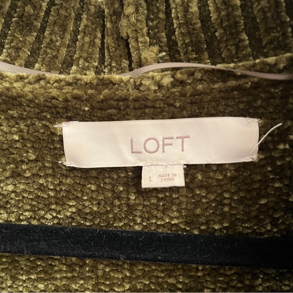 LOFT Chenille Long Cardigan Sweater - Olive Green - Picture 5 of 5